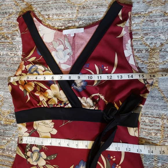 Bias-cut flutter bottom red floral dress, Charlotte Russe size M - Picture 10 of 13